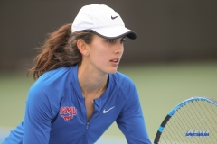 DALLAS, TX - February 03: Tiffany Hollebeck during the SMU women's tennis match vs Texas A&M Corpus Christi on February 3, 2018, at the SMU Tennis Complex, Turpin Stadium & Brookshire Family Pavilion in Dallas, TX. (Photo by George Walker/DFWsportsonline)