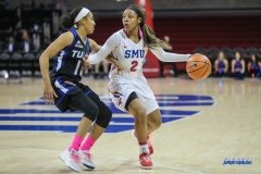 UNIVERSITY PARK, TX - FEBRUARY 07: Southern Methodist Mustangs guard Ariana Whitfield (2) fights for position during the game between SMU and Tulsa on February 7, 2018, at Moody Coliseum in Dallas, TX. (Photo by George Walker/Icon Sportswire)