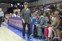 UNIVERSITY PARK, TX - FEBRUARY 07: Tulsa Golden Hurricane head coach Matilda Mossman paces the sideline during the game between SMU and Tulsa on February 7, 2018, at Moody Coliseum in Dallas, TX. (Photo by George Walker/Icon Sportswire)