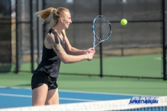 Denton, TX - February 25: Maria Kononova during the UNT Mean Green Women’s Tennis dual match against the Marshall Thundering Herd at the Waranch Tennis Complex in Denton, TX. (Photo by Mark Woods/DFWsportsonline)