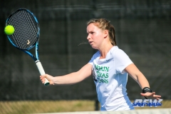 Denton, TX - March 3: Sille Tranberg during the UNT Mean Green Women’s Tennis dual match against the University of Houston at the Warch Tennis Complex in Denton, TX. (Photo by Mark Woods/DFWsportsonanline)
