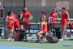 DALLAS, TX - MARCH 16: SMU players and coaches during the SMU women's tennis match vs Troy on March 16, 2018, at the SMU Tennis Complex, Turpin Stadium & Brookshire Family Pavilion in Dallas, TX. (Photo by George Walker/DFWsportsonline)