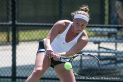 Alexis Thoma in her singles match against KU on March 19, 2017 at Waranch Tennis Center.
