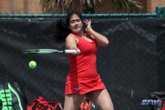 ARLINGTON, TX - APRIL 4: Sarai Monarrez Yesaki hits a forehand during the women's tennis match between UTA and SMU on April 4, 2018, at the UTA Tennis Center in Arlington, TX. (Photo by George Walker/DFWsportsonline)