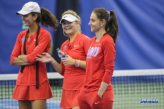 DALLAS, TX - APRIL 12: Tiffany Hollebeck, Anzhelika Shapovalova, and SMU women’s tennis Head Coach Kati Gyulai share a laugh during the SMU women's tennis match vs North Texas on April 12, 2018, at the SMU Tennis Complex, Turpin Stadium & Brookshire Family Pavilion in Dallas, TX. (Photo by George Walker/DFWsportsonline)