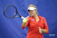 DALLAS, TX - APRIL 12: Anzhelika Shapovalova hits a forehand during the SMU women's tennis match vs North Texas on April 12, 2018, at the SMU Tennis Complex, Turpin Stadium & Brookshire Family Pavilion in Dallas, TX. (Photo by George Walker/DFWsportsonline)