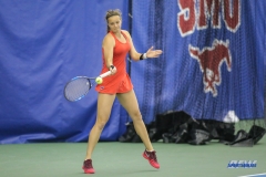 DALLAS, TX - APRIL 12: Liza Buss hits a forehand during the SMU women's tennis match vs North Texas on April 12, 2018, at the SMU Tennis Complex, Turpin Stadium & Brookshire Family Pavilion in Dallas, TX. (Photo by George Walker/DFWsportsonline)
