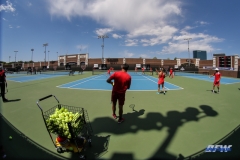 DALLAS, TX - APRIL 20: Pre-match warmups for the SMU women's tennis match vs UCF on April 20, 2018, at the SMU Tennis Complex, Turpin Stadium & Brookshire Family Pavilion in Dallas, TX. (Photo by George Walker/DFWsportsonline)