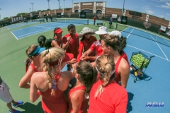DALLAS, TX - APRIL 20: SMU team huddle during the SMU women's tennis match vs UCF on April 20, 2018, at the SMU Tennis Complex, Turpin Stadium & Brookshire Family Pavilion in Dallas, TX. (Photo by George Walker/DFWsportsonline)