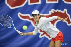 DALLAS, TX - APRIL 21: Tiffany Hollebeck during the SMU women's tennis match vs Tulsa on April 21, 2018, at the SMU Tennis Complex, Turpin Stadium & Brookshire Family Pavilion in Dallas, TX. (Photo by George Walker/DFWsportsonline)