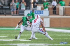 DENTON, TX - SEPTEMBER 01: North Texas Mean Green quarterback Austin Aune (13) runs during the game between North Texas and SMU on September 1, 2018 at Apogee Stadium in Denton, TX. (Photo by George Walker/DFWsportsonline)