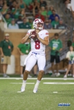 DENTON, TX - SEPTEMBER 01: Southern Methodist Mustangs quarterback Ben Hicks (8) passes during the game between North Texas and SMU on September 1, 2018 at Apogee Stadium in Denton, TX. (Photo by George Walker/DFWsportsonline)