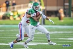 DENTON, TX - SEPTEMBER 01: North Texas Mean Green wide receiver Rico Bussey Jr. (8) runs after a catch during the game between North Texas and SMU on September 1, 2018 at Apogee Stadium in Denton, TX. (Photo by George Walker/Icon Sportswire)