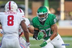 DENTON, TX - SEPTEMBER 01: North Texas Mean Green tight end Kelvin Smith (87) catches a pass during the game between North Texas and SMU on September 1, 2018 at Apogee Stadium in Denton, TX. (Photo by George Walker/Icon Sportswire)
