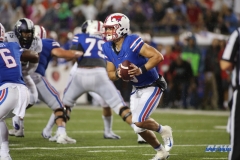 DALLAS, TX - SEPTEMBER 07: Southern Methodist Mustangs quarterback Ben Hicks (8) rolls out during the game between TCU and SMU on September 7, 2018 at Gerald J. Ford Stadium in Dallas, TX. (Photo by George Walker/Icon Sportswire)