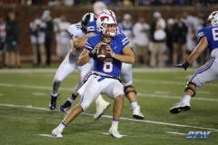 DALLAS, TX - SEPTEMBER 07: Southern Methodist Mustangs quarterback Ben Hicks (8) passes during the game between TCU and SMU on September 7, 2018 at Gerald J. Ford Stadium in Dallas, TX. (Photo by George Walker/Icon Sportswire)