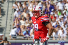 DALLAS, TX - SEPTEMBER 16: Southern Methodist Mustangs defensive end Justin Lawler (99) during the game between the SMU Mustangs and TCU Horned Frogs on September 16, 2017, at Amon G. Carter Stadium in Fort Worth, Texas.  (Photo by George Walker/DFWsportsonline)