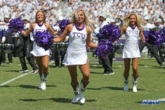 DALLAS, TX - SEPTEMBER 16: TCU Show Girls perform during the game between the SMU Mustangs and TCU Horned Frogs on September 16, 2017, at Amon G. Carter Stadium in Fort Worth, Texas.  (Photo by George Walker/DFWsportsonline)
