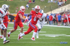 DALLAS, TX - SEPTEMBER 30: Southern Methodist Mustangs running back Braeden West (6) runs to the end zone during the game between SMU and UConn on September 30, 2017, at Gerald J. Ford Stadium in Dallas, TX. (Photo by George Walker/Icon Sportswire)