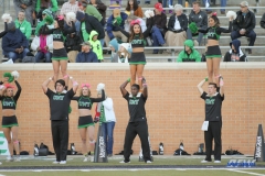 DENTON, TX - OCTOBER 28: North Texas cheerleaders during the game between the North Texas Mean Green and Old Dominion Monarchs on October 28, 2017, at Apogee Stadium in Denton, Texas. (Photo by George Walker/DFWsportsonline)