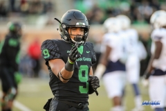 DENTON, TX - OCTOBER 28: North Texas Mean Green wide receiver Jalen Guyton (9) during the game between the North Texas Mean Green and Old Dominion Monarchs on October 28, 2017, at Apogee Stadium in Denton, Texas. (Photo by George Walker/DFWsportsonline)
