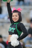 DENTON, TX - OCTOBER 28: North Texas Cheerleader during the game between the North Texas Mean Green and Old Dominion Monarchs on October 28, 2017, at Apogee Stadium in Denton, Texas. (Photo by George Walker/DFWsportsonline)