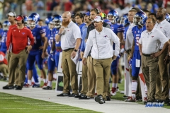 DALLAS, TX - NOVEMBER 04: Southern Methodist Mustangs head coach Chad Morris walks the sideline during the game between SMU and UCF on November 4, 2017, at Gerald J. Ford Stadium in Dallas, TX. (Photo by George Walker/Icon Sportswire)