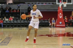 DALLAS, TX - NOVEMBER 10: Southern Methodist Mustangs guard Kiara Perry (0) during the women's basketball game between SMU and Nicholls on November 10, 2017, at Moody Coliseum, in Dallas, TX. (Photo by George Walker/DFWsportsonline)