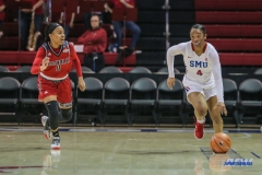 DALLAS, TX - NOVEMBER 10: Southern Methodist Mustangs guard Mikayla Reese (4) during the women's basketball game between SMU and Nicholls on November 10, 2017, at Moody Coliseum, in Dallas, TX. (Photo by George Walker/DFWsportsonline)