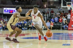 DALLAS, TX - NOVEMBER 12: Southern Methodist Mustangs guard Shake Milton (1) drives to the basket during the game between SMU and ULM on November 12, 2017 at Moody Coliseum in Dallas, TX. (Photo by George Walker/Icon Sportswire)