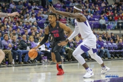 FORT WORTH, TX - DECEMBER 05: Southern Methodist Mustangs guard Jarrey Foster (10) goes to the basket during the game between SMU and TCU on December 5, 2017 at the Ed and Rae Schollmaier Arena in Fort Worth, TX. (Photo by George Walker/DFWsportsonline