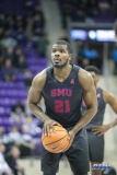 FORT WORTH, TX - DECEMBER 05: Southern Methodist Mustangs guard Ben Emelogu II (21) shoots a free throw during the game between SMU and TCU on December 5, 2017 at the Ed and Rae Schollmaier Arena in Fort Worth, TX. (Photo by George Walker/DFWsportsonline