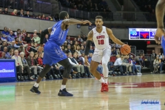 UNIVERSITY PARK, TX - DECEMBER 13: Southern Methodist Mustangs guard Jarrey Foster (10) dribbles during the game between SMU and New Orleans on December 13, 2017 at Moody Coliseum in Dallas, TX. (Photo by George Walker/Icon Sportswire)