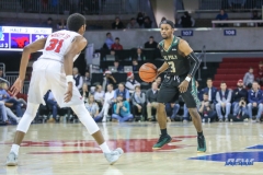 UNIVERSITY PARK, TX - DECEMBER 19: Cal Poly Mustangs guard Donovan Fields (3) brings the ball up court during the game between SMU and Cal Poly on December 19, 2017, at Moody Coliseum in Dallas, TX. (Photo by George Walker/Icon Sportswire)