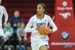 UNIVERSITY PARK, TX - DECEMBER 22: Southern Methodist Mustangs guard Kiara Perry (0) looks to pass during the women's game between SMU and McNeese State on December 22, 2017, at Moody Coliseum in Dallas, TX. (Photo by George Walker/Icon Sportswire)