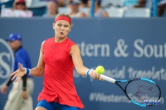 CINCINNATI, OH - AUGUST 15: Lucie Safarova (CZE) hits a forehand during the Western & Southern Open at the Lindner Family Tennis Center in Mason, Ohio on August 15, 2017. (Photo by George Walker/Icon Sportswire)