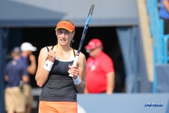CINCINNATI, OH - AUGUST 16: Ekaterina Makarova (RUS) reacts to a point during the Western & Southern Open at the Lindner Family Tennis Center in Mason, Ohio on August 16, 2017.(Photo by George Walker/Icon Sportswire)