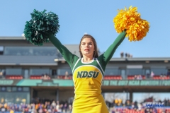 FRISCO, TX - JANUARY 6: North Dakota State cheerleader performs during the NCAA FCS Championship football game between North Dakota State and James Madison on January 6, 2018 at Toyota Stadium in Frisco, TX. (Photo by George Walker/DFWsportsonline)