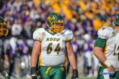 FRISCO, TX - JANUARY 06: North Dakota State Bison offensive tackle Colin Conner (64) lines up during the FCS National Championship game between North Dakota State and James Madison on January 6, 2018 at Toyota Stadium in Frisco, TX. (Photo by George Walker/Icon Sportswire)