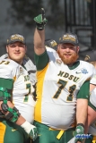 FRISCO, TX - JANUARY 06: North Dakota State Bison offensive tackle Luke Bacon (71) celebrates winning the FCS National Championship game between North Dakota State and James Madison on January 6, 2018 at Toyota Stadium in Frisco, TX. (Photo by George Walker/Icon Sportswire)