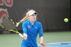 DALLAS, TX - February 03: Nicole Petchey during the SMU women's tennis match vs Texas A&M Corpus Christi on February 3, 2018, at the SMU Tennis Complex, Turpin Stadium & Brookshire Family Pavilion in Dallas, TX. (Photo by George Walker/DFWsportsonline)