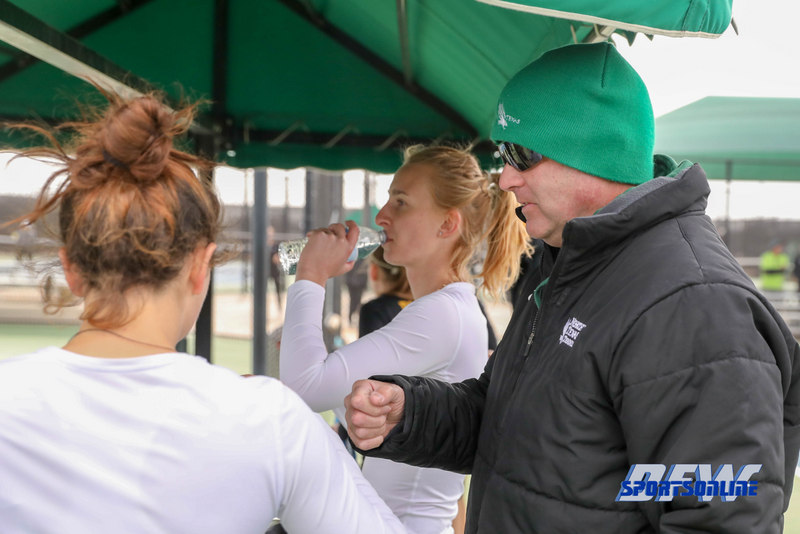 Denton, TX - February 3: Associate Coach Jeff Hammond during the UNT Mean Green Women’s Tennis dual match against the IOWA Hawkeyes on February 3, 2018 at the Waranch Tennis Complex in Denton, TX. (Photo by Mark Woods/DFWsportsonline)