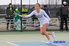 Denton, TX - February 3: Tamuna Kutubidze during the UNT Mean Green Women’s Tennis dual match against the IOWA Hawkeyes on February 3, 2018 at the Waranch Tennis Complex in Denton, TX. (Photo by Mark Woods/DFWsportsonline)