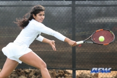 Denton, TX - February 3: Nidhi Surapaneni during the UNT Mean Green Women’s Tennis dual match against the IOWA Hawkeyes on February 3, 2018 at the Waranch Tennis Complex in Denton, TX. (Photo by Mark Woods/DFWsportsonline)