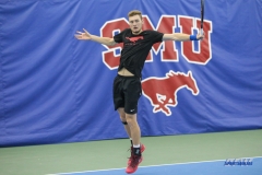 DALLAS, TX - FEBRUARY 4: Action during the SMU men's tennis match vs UTPB on February 4, 2018, at the SMU Tennis Complex, Turpin Stadium & Brookshire Family Pavilion in Dallas, TX. (Photo by George Walker/DFWsportsonline)