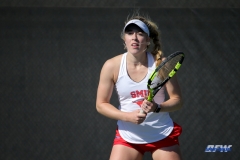 DALLAS, TX - FEBRUARY 4: Nicole Petchey during the SMU women's tennis match vs Iowa on February 4, 2018, at the SMU Tennis Complex, Turpin Stadium & Brookshire Family Pavilion in Dallas, TX. (Photo by George Walker/DFWsportsonline)