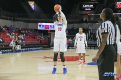 UNIVERSITY PARK, TX - FEBRUARY 07: Southern Methodist Mustangs center Klara Bradshaw (13) shoots a free throw during the game between SMU and Tulsa on February 7, 2018, at Moody Coliseum in Dallas, TX. (Photo by George Walker/Icon Sportswire)