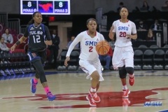 UNIVERSITY PARK, TX - FEBRUARY 07: Southern Methodist Mustangs guard Ariana Whitfield (2) brings the ball up court during the game between SMU and Tulsa on February 7, 2018, at Moody Coliseum in Dallas, TX. (Photo by George Walker/Icon Sportswire)