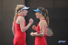 DALLAS, TX - FEBRUARY 09: Nicole Petchey and Karina Traxler during the SMU women's tennis match vs UCF on February 9, 2018, at the SMU Tennis Complex, Turpin Stadium & Brookshire Family Pavilion in Dallas, TX. (Photo by George Walker/DFWsportsonline)