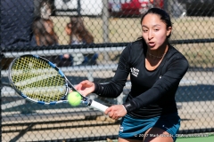 Laura Arciniegas during the women’s tennis match between North Texas and Nevada on February 25, 2017 at Waranch Tennis Complex in Denton, TX. (Photo by Mark Woods/DFWsportsonline)